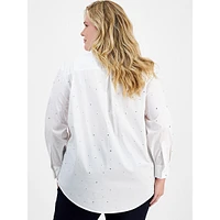 Plus Embellished Poplin Shirt