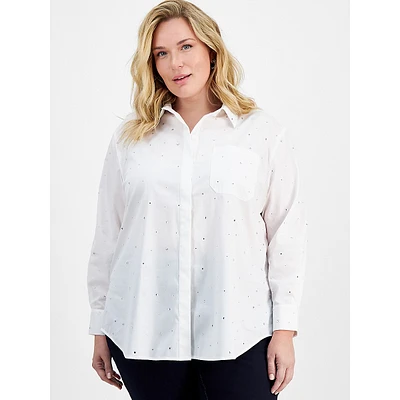 Plus Embellished Poplin Shirt