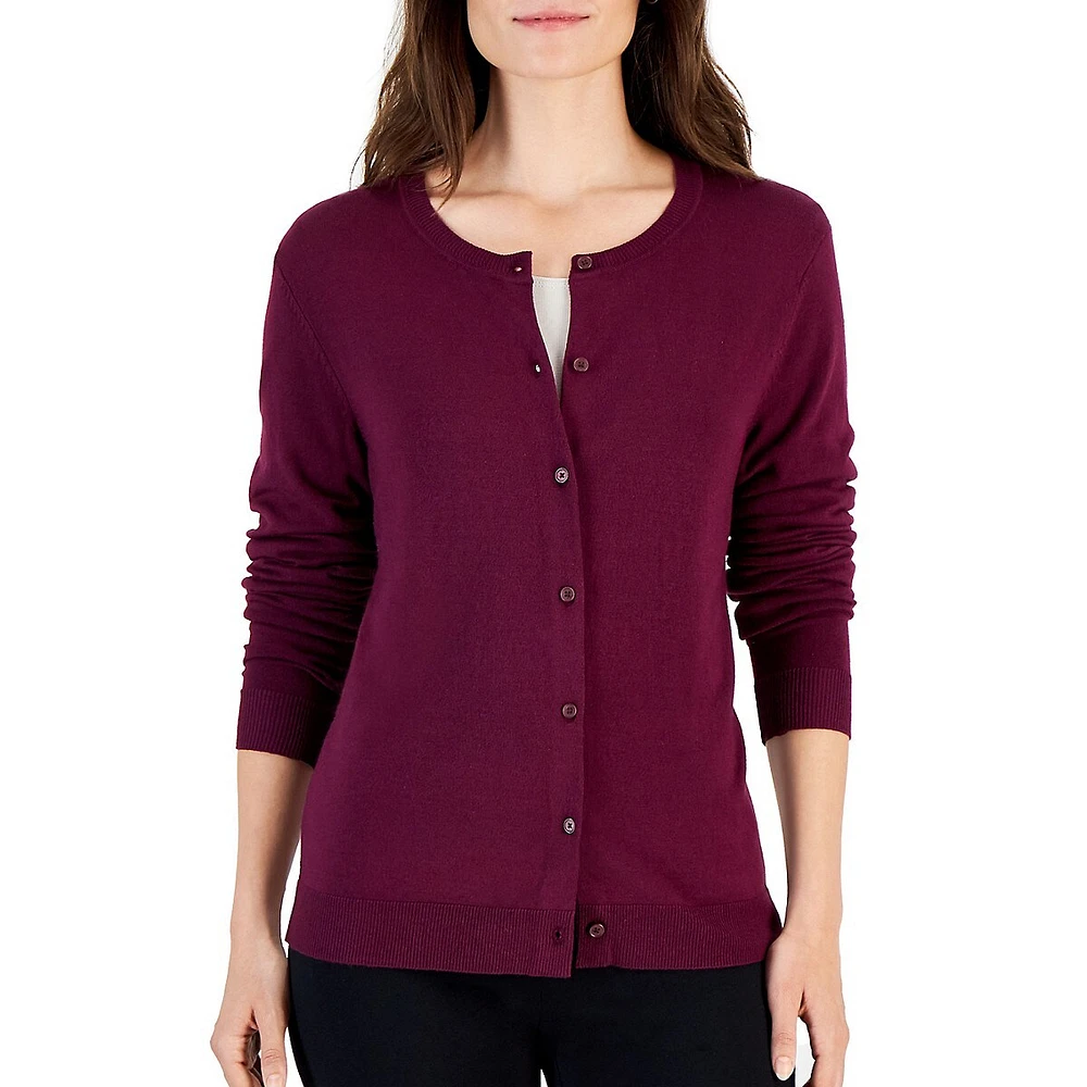 Petite Button-Front Cardigan