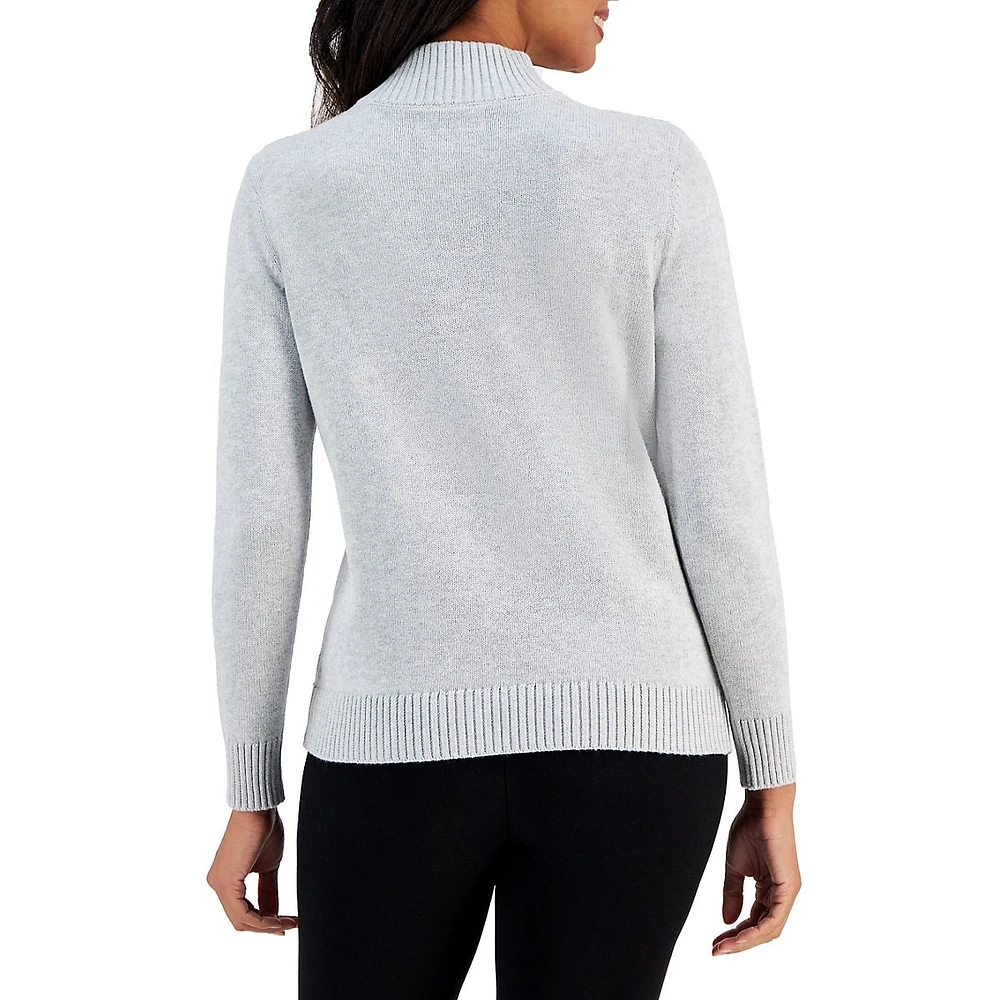 Petite Quarter-Zip Cable-Yoke Sweater