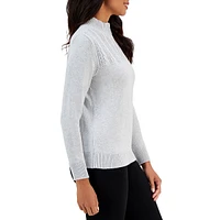 Petite Quarter-Zip Cable-Yoke Sweater