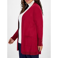 Plus Button-Sleeve Cardigan