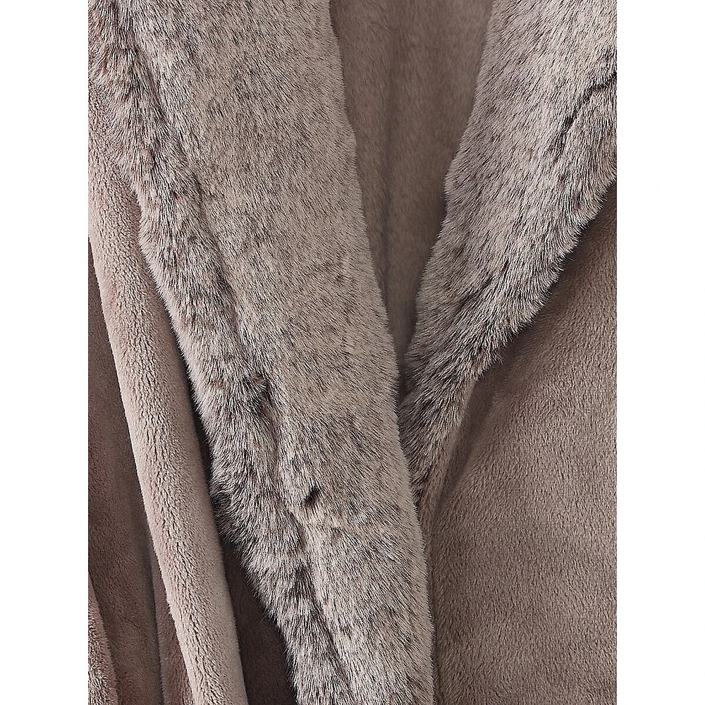 Faux Fur-Trim Robe