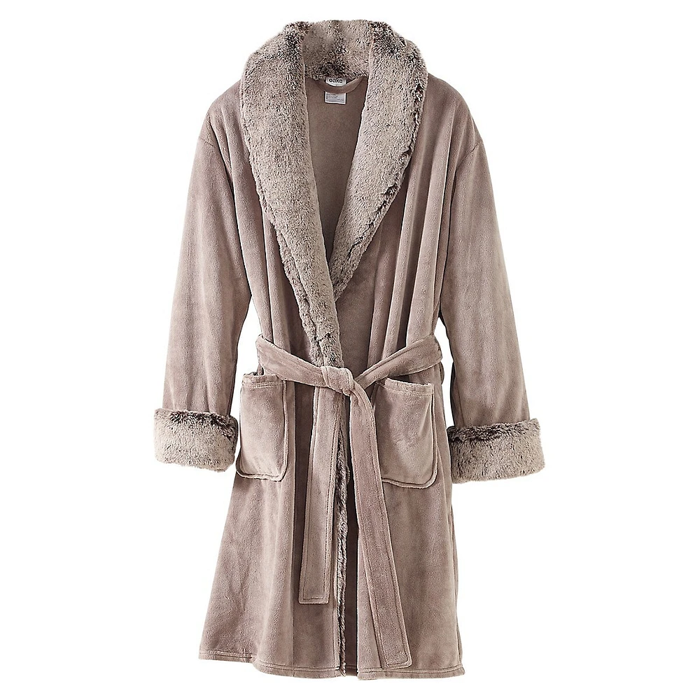 Faux Fur-Trim Robe