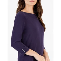 Boat-Neck Button-Sleeve Top