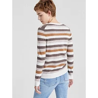 Striped Cashmere V-Neck Sweater