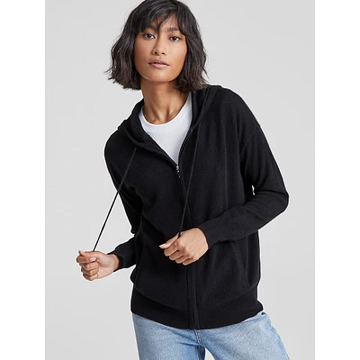 Cashmere Zip-Front Hoodie