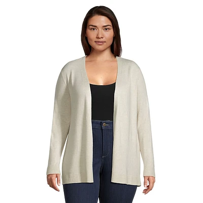 Plus Open-Front Knit Cardigan