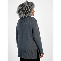 Plus Envelope-Neckline Tunic Sweater