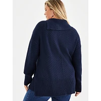 Plus Envelope-Neckline Tunic Sweater