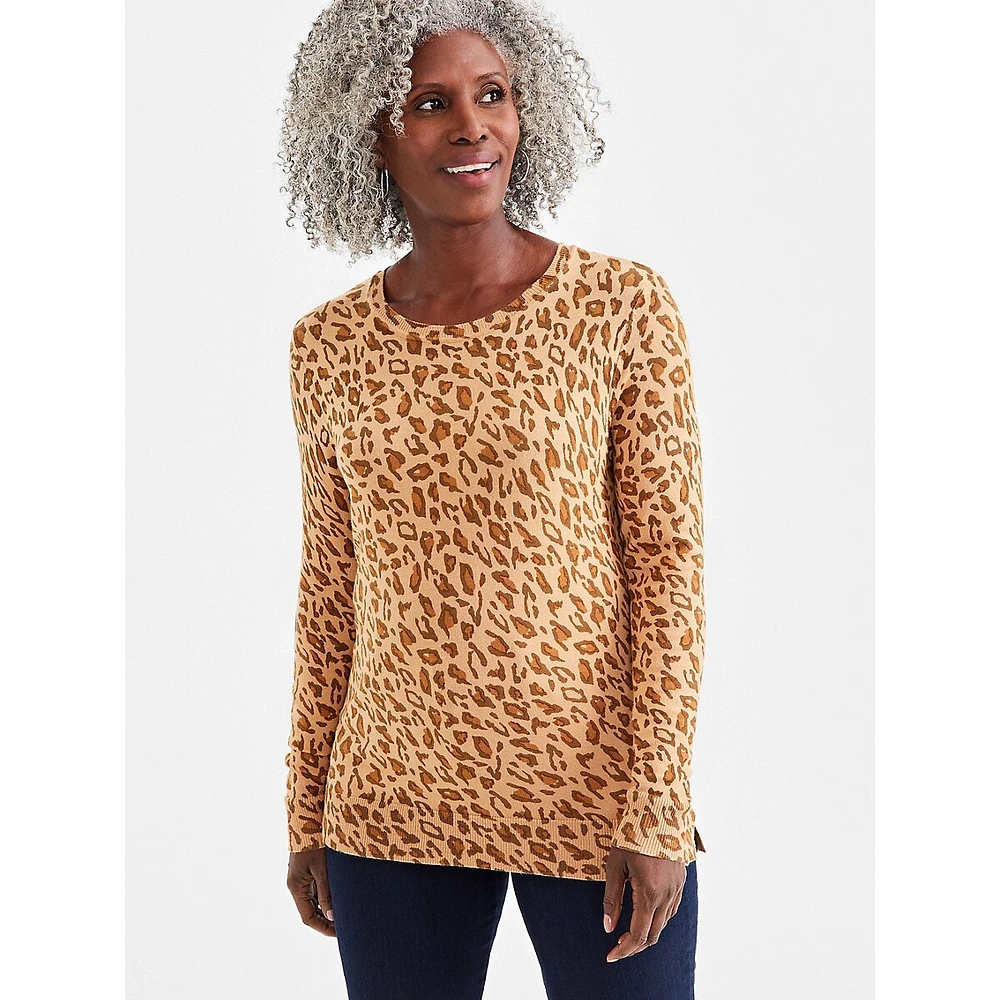 Petite Leopard-Print Sweater