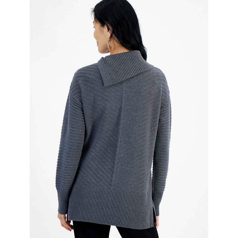 Envelope-Neck Tunic Sweater