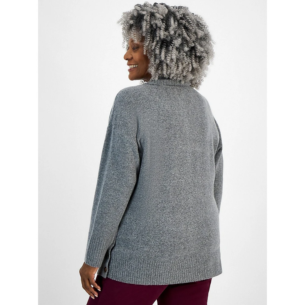 Plus Shawl-Collar Tunic Sweater