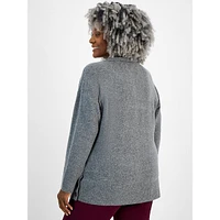 Plus Shawl-Collar Tunic Sweater