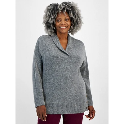 Plus Shawl-Collar Tunic Sweater