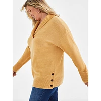 Plus Shawl-Collar Tunic Sweater