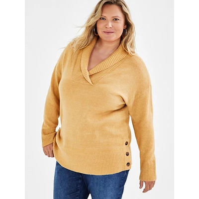 Plus Shawl-Collar Tunic Sweater