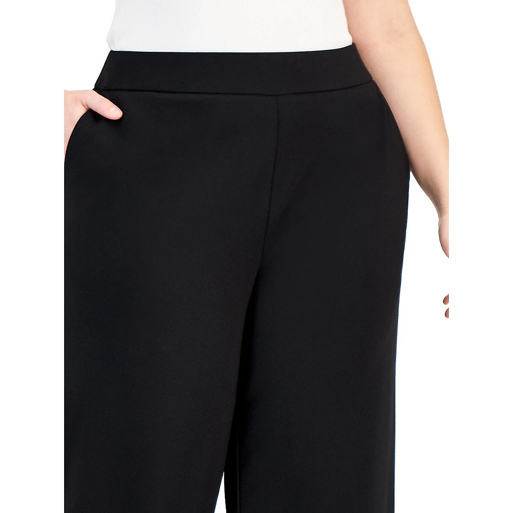 Plus High-Rise Wide-Leg Ponte-Knit Pants