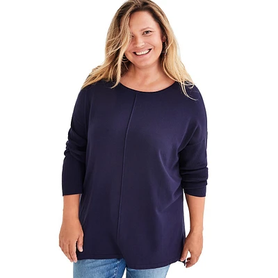 Plus Knit Seam-Front Tunic Top