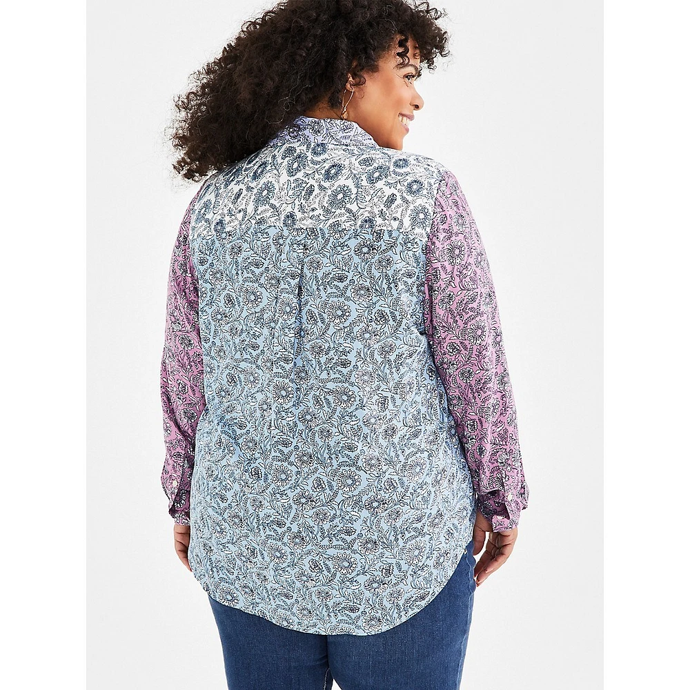 Plus Blocked Bloom Perfect Shirt