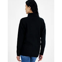 Petite Shawl-Collar Side-Button Tunic Sweater