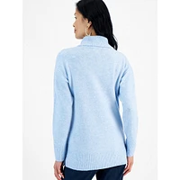 Petite Shawl-Collar Side-Button Tunic Sweater