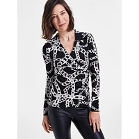 Side-Ruched Collar Top