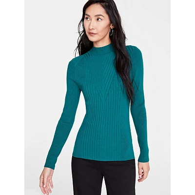 Detail-Ribbed Mockneck Sweater