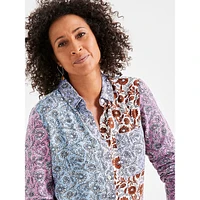 Cotton Patchwork-Print Perfect Shirt