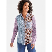 Cotton Patchwork-Print Perfect Shirt