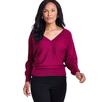 V-Neck & V-Back Dolman-Sleeve Sweater