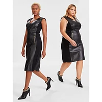 Sleeveless Faux Leather Dress