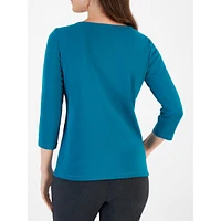 Petite Chain-Neck Cropped-Sleeve Top