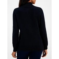 Petite Quarter-Zip Cable-Yoke Sweater