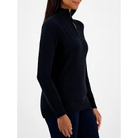 Petite Quarter-Zip Cable-Yoke Sweater