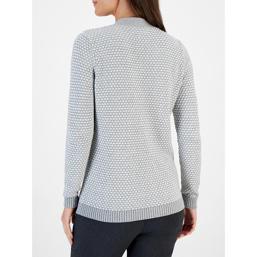 Textured-Knit Henley Sweater