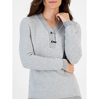 Petite Grommet-Clasp Henley Sweater