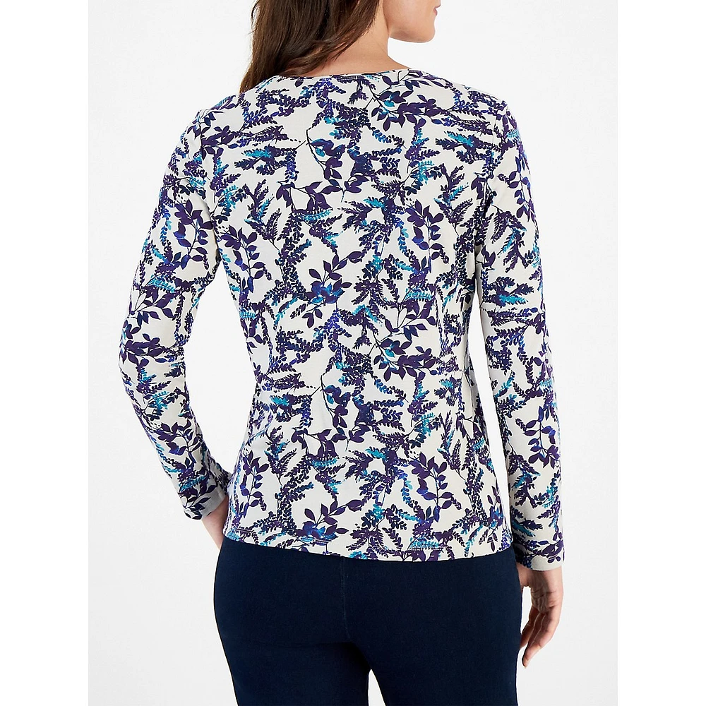 Forest-Inspired Print Long-Sleeve Top