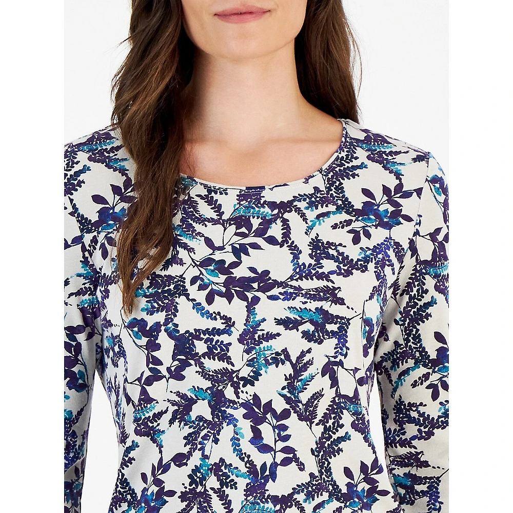 Forest-Inspired Print Long-Sleeve Top