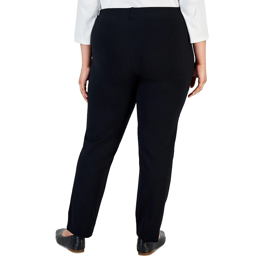 Plus Ponte Double-Knit Pull-On Pants