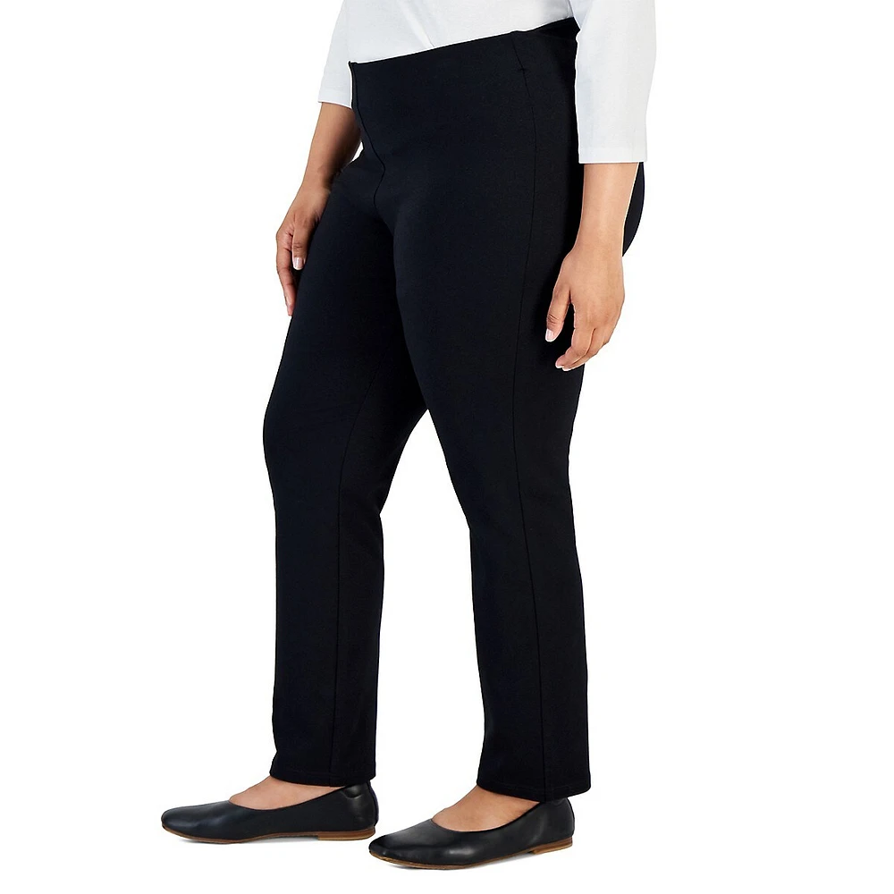 Plus Ponte Double-Knit Pull-On Pants