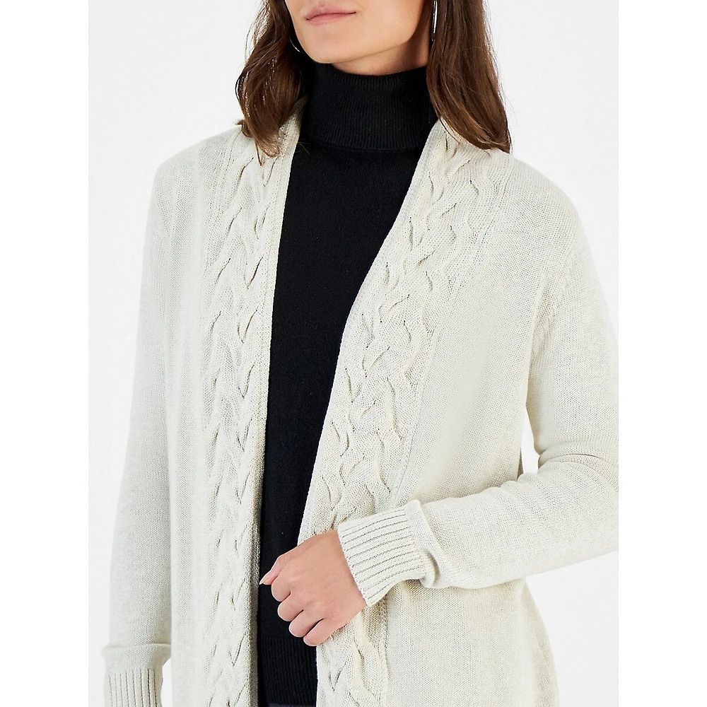 Cable-Detailed Open-Front Cardigan