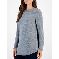 Curved-Hem Textured-Knit Sweater