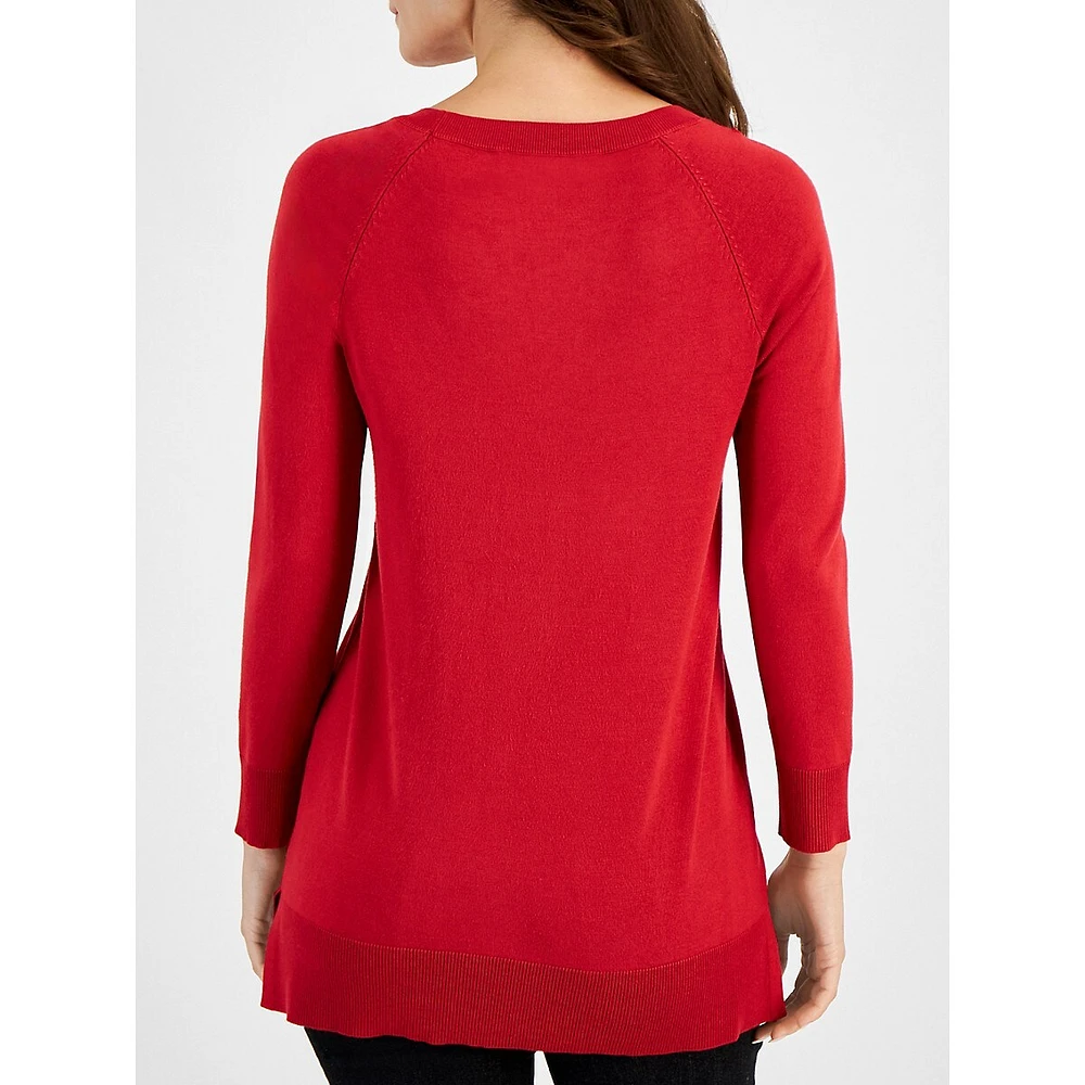 Floral Appliqué Sweater
