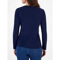 Braided-Neck Long-Sleeve Top