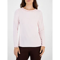 Braided-Neck Long-Sleeve Top