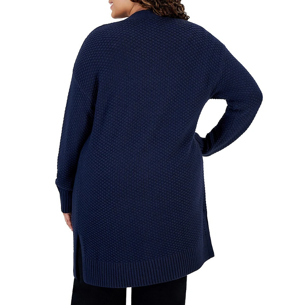 Plus Open-Front Stitch Cardigan