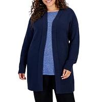 Plus Open-Front Stitch Cardigan