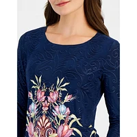 Petite Deanna Dream Floral Three-Quarter Sleeve Top