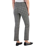 Houndstooth Ponte High-Rise Straight-Leg Ankle Pants